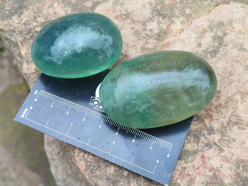 Polished Green Fluorite Gallets x 20  From Madagascar - Toprock Gemstones and Minerals 