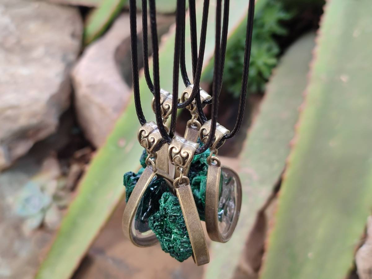Hand Made Natural Silky Malachite Necklaces - Sold Per Item From Kasompe, Congo - Toprock Gemstones and Minerals 