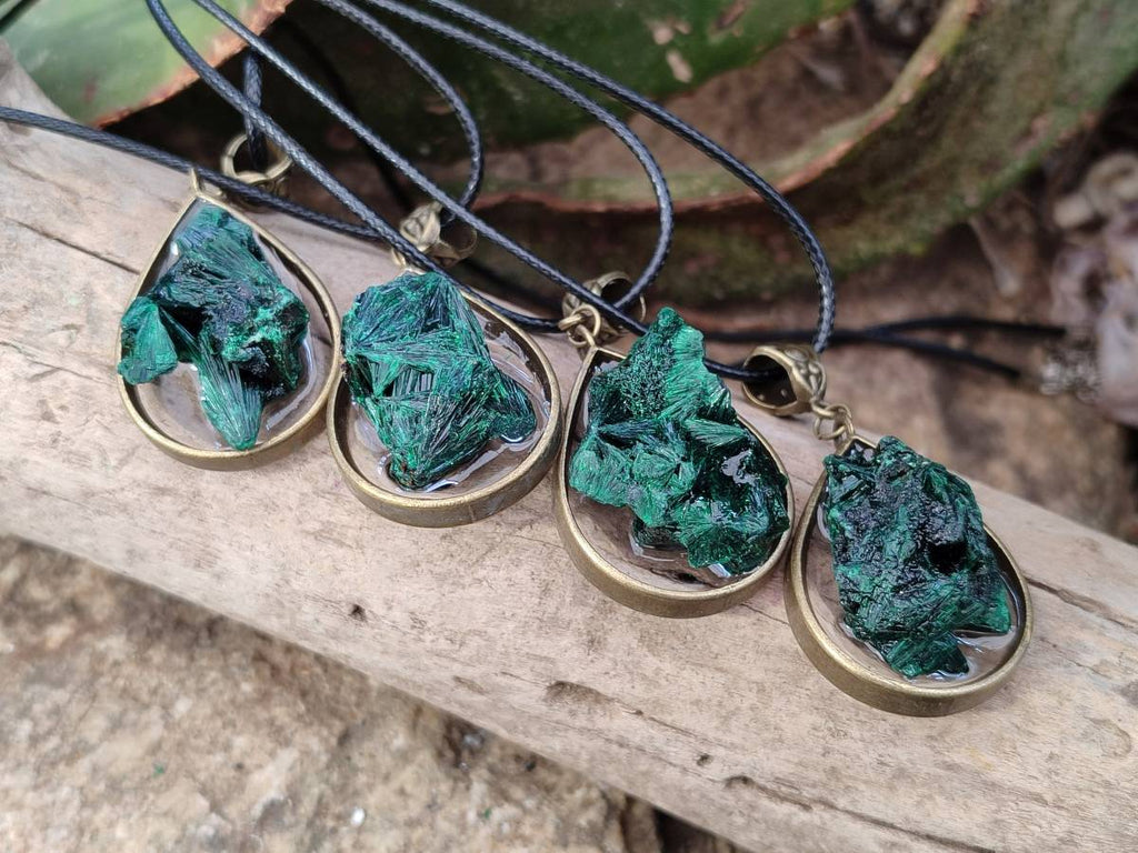 Hand Made Natural Silky Malachite Necklaces - Sold Per Item From Kasompe, Congo - Toprock Gemstones and Minerals 
