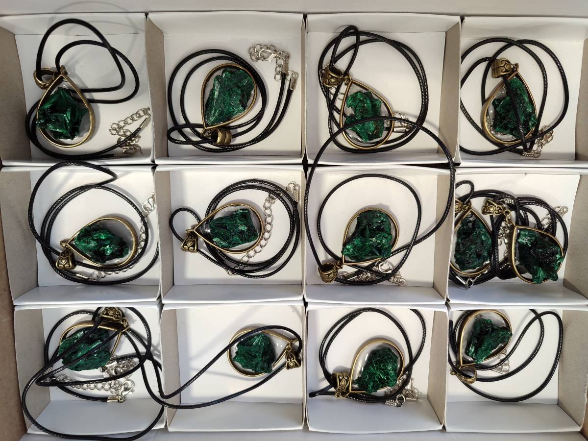 Hand Made Natural Silky Malachite Necklaces - Sold Per Item From Kasompe, Congo - Toprock Gemstones and Minerals 