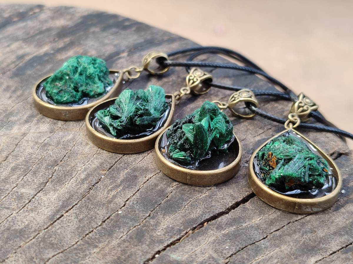 Hand Made Natural Silky Malachite Necklaces - Sold Per Item From Kasompe, Congo - Toprock Gemstones and Minerals 
