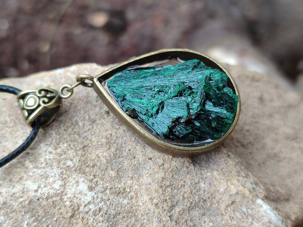 Hand Made Natural Silky Malachite Necklaces - Sold Per Item From Kasompe, Congo - Toprock Gemstones and Minerals 