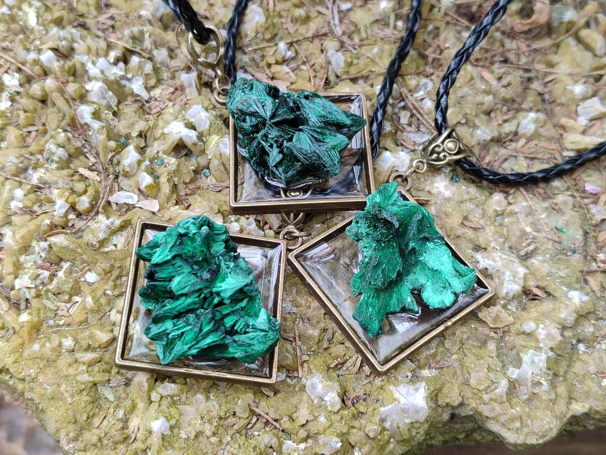Hand Made Natural Silky Malachite Necklaces -Sold Per Item From Kasompe, Congo - Toprock Gemstones and Minerals 