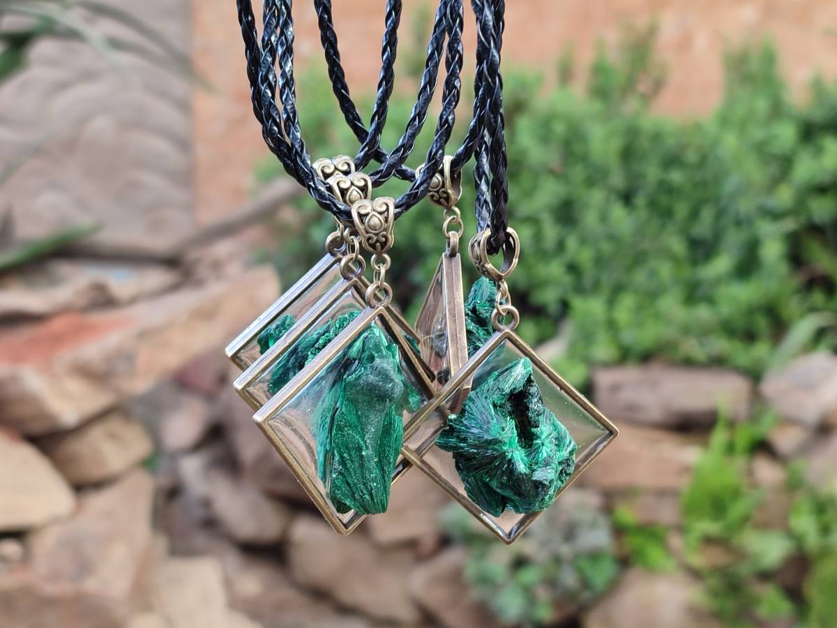 Hand Made Natural Silky Malachite Necklaces -Sold Per Item From Kasompe, Congo - Toprock Gemstones and Minerals 