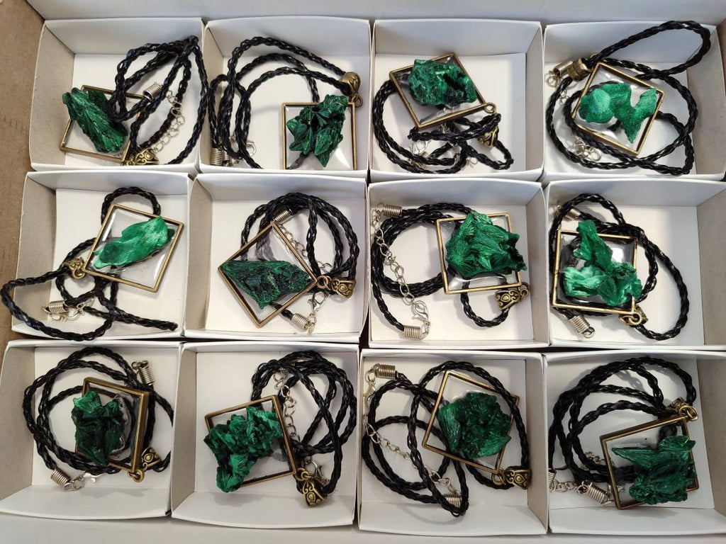 Hand Made Natural Silky Malachite Necklaces -Sold Per Item From Kasompe, Congo - Toprock Gemstones and Minerals 