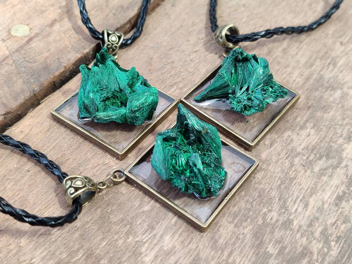 Hand Made Natural Silky Malachite Necklaces -Sold Per Item From Kasompe, Congo - Toprock Gemstones and Minerals 