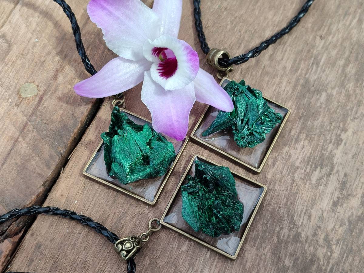 Hand Made Natural Silky Malachite Necklaces -Sold Per Item From Kasompe, Congo - Toprock Gemstones and Minerals 