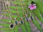 Hand Made Green Tourmaline MIni Gem Crystal  in Rose Gold Round Pendant - Sold Per Item - From Nigeria - Toprock Gemstones and Minerals 