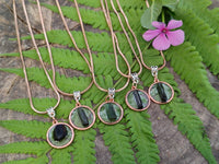 Hand Made Green Tourmaline MIni Gem Crystal  in Rose Gold Round Pendant - Sold Per Item - From Nigeria