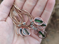 Hand Made Green Tourmaline MIni Gem Crystal  in Rose Gold Round Pendant - Sold Per Item - From Nigeria