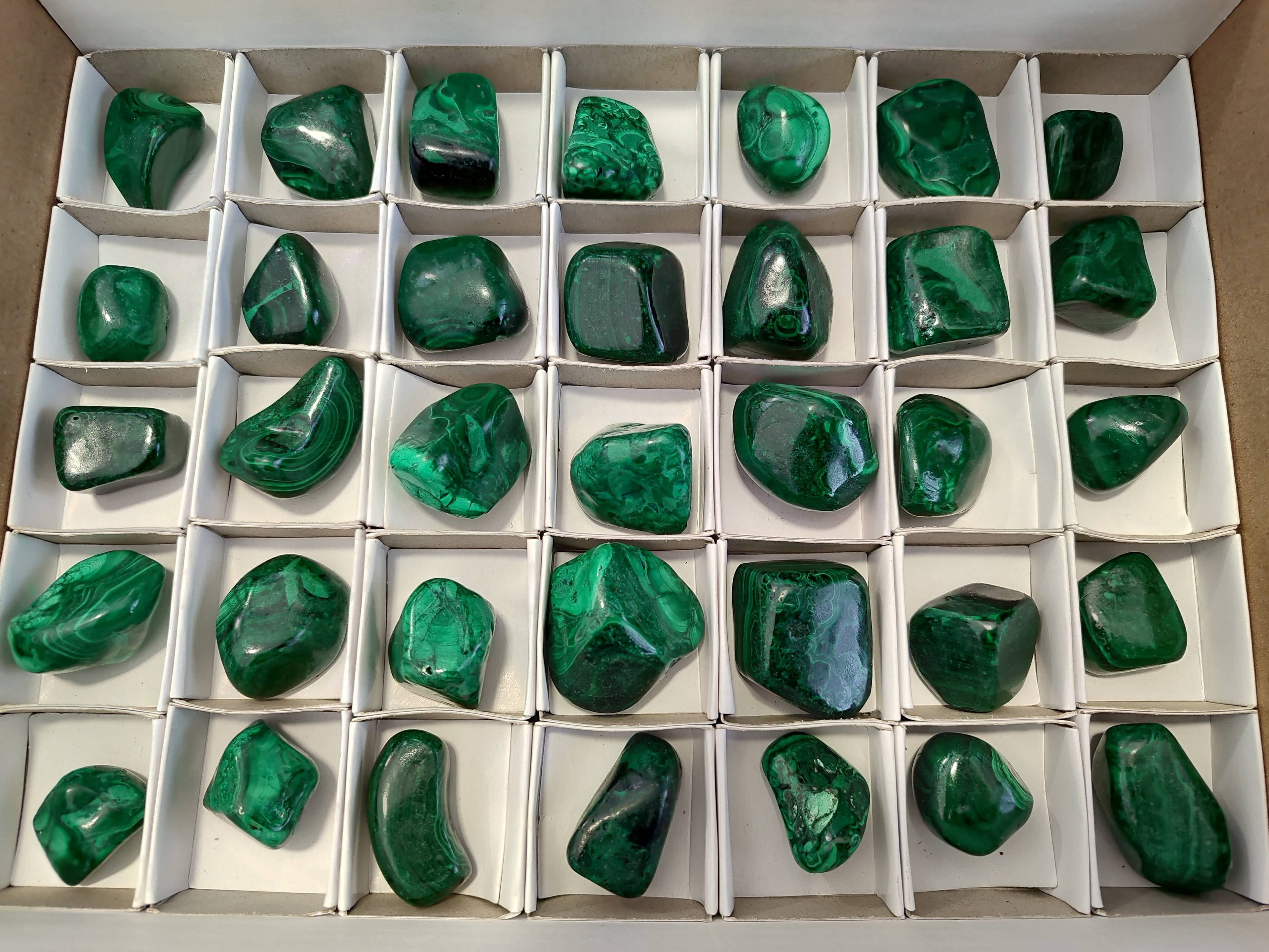 Polished Flower Banded Malachite Free Forms x 35 From Congo - Toprock Gemstones and Minerals 