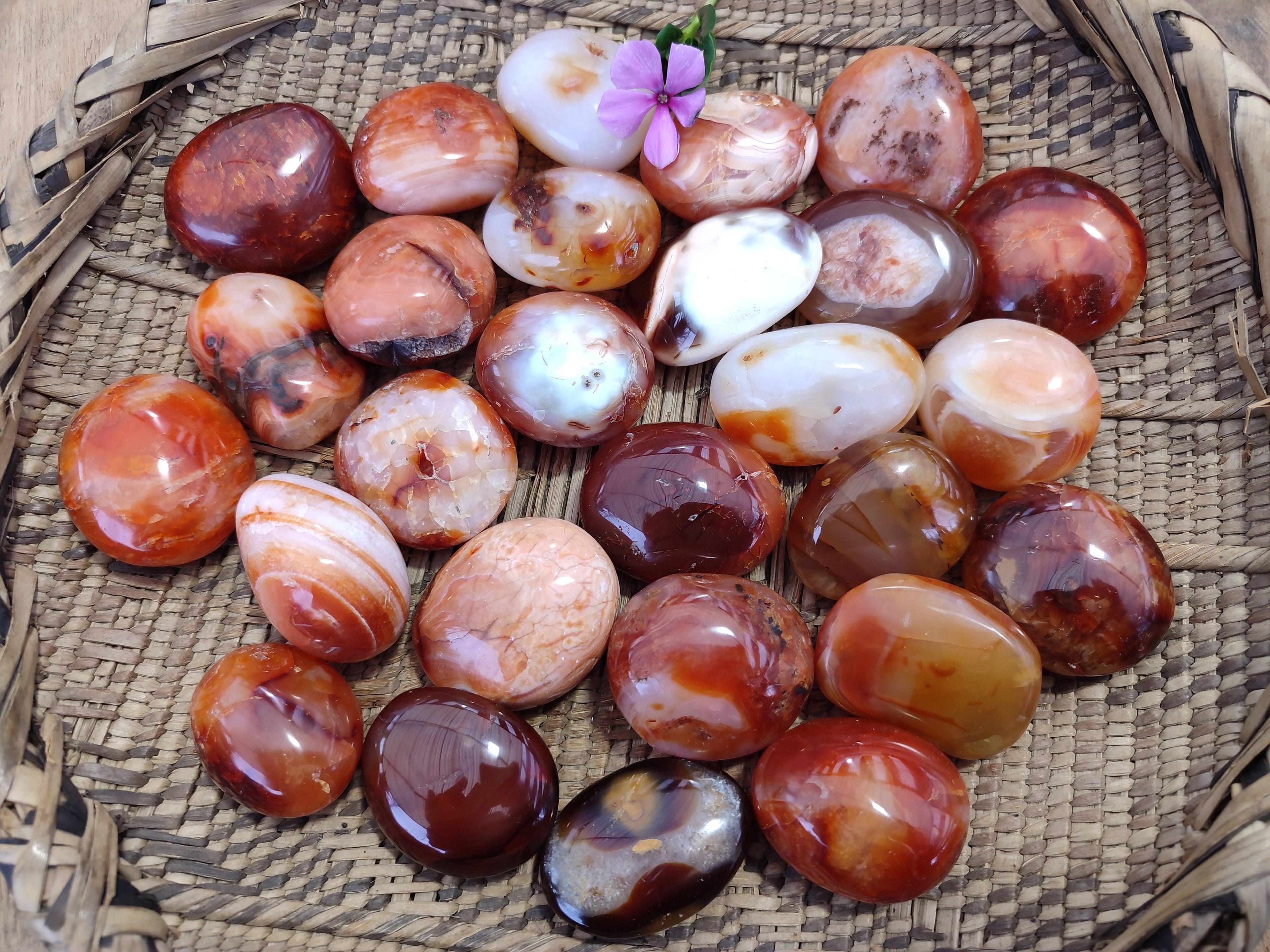 Polished Carnelian Palm Stones x 20 From Madagascar - Toprock Gemstones and Minerals 