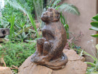 Hand Made Sitting Baboon Carving x 1 From Zimbabwe - Toprock Gemstones and Minerals 
