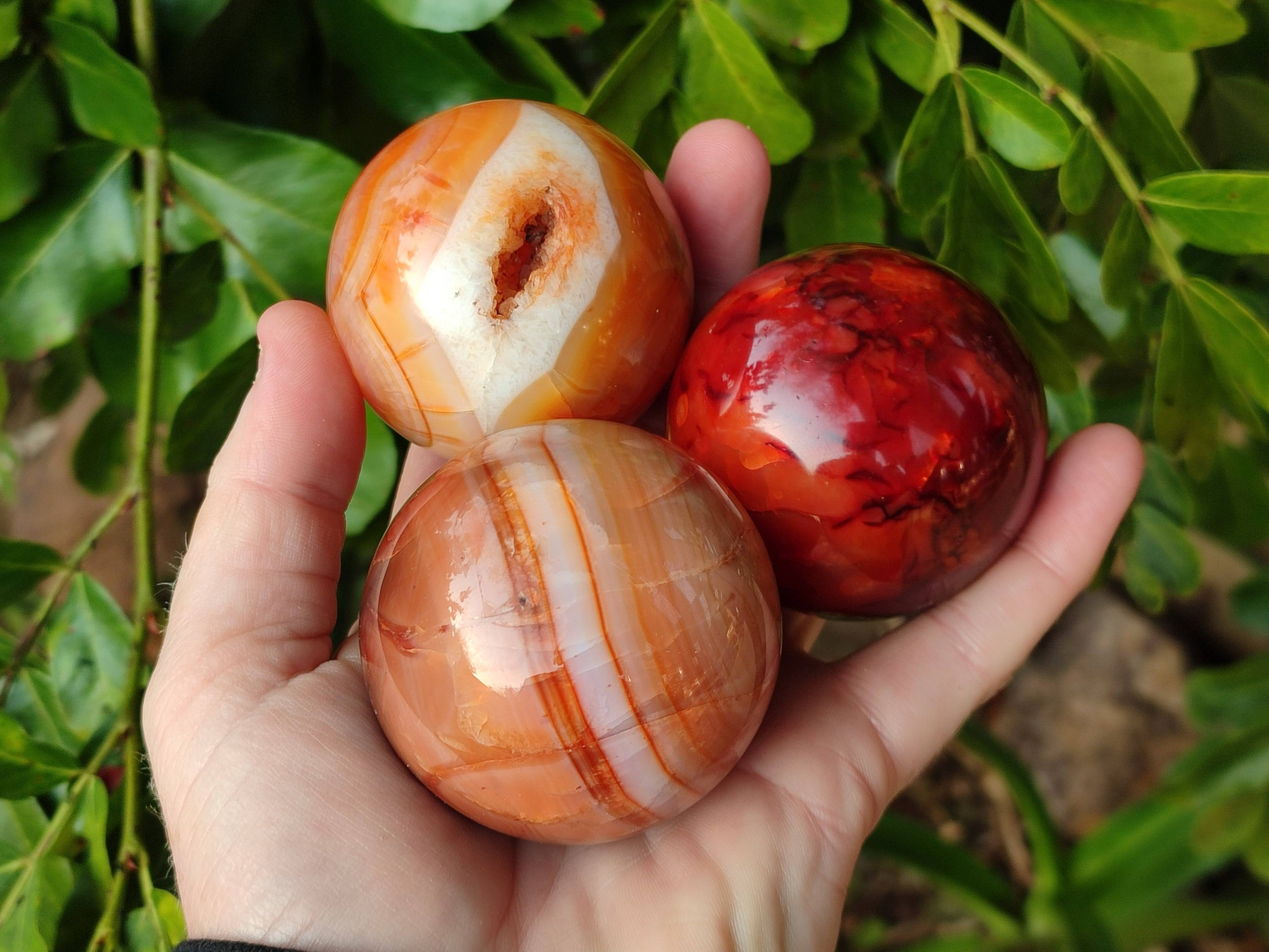 Polished Carnelian Spheres x 5 From Madagascar - Toprock Gemstones and Minerals 