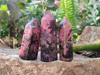 Polished Rhodonite Points x 12 From Ambindavato, Madagascar - Toprock Gemstones and Minerals 