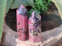 Polished Rhodonite Points x 12 From Ambindavato, Madagascar - Toprock Gemstones and Minerals 