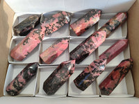 Polished Rhodonite Points x 12 From Ambindavato, Madagascar - Toprock Gemstones and Minerals 