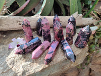 Polished Rhodonite Points x 12 From Ambindavato, Madagascar - Toprock Gemstones and Minerals 