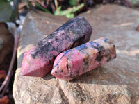 Polished Rhodonite Points x 12 From Ambindavato, Madagascar - Toprock Gemstones and Minerals 