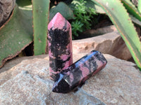 Polished Rhodonite Points x 12 From Ambindavato, Madagascar - Toprock Gemstones and Minerals 