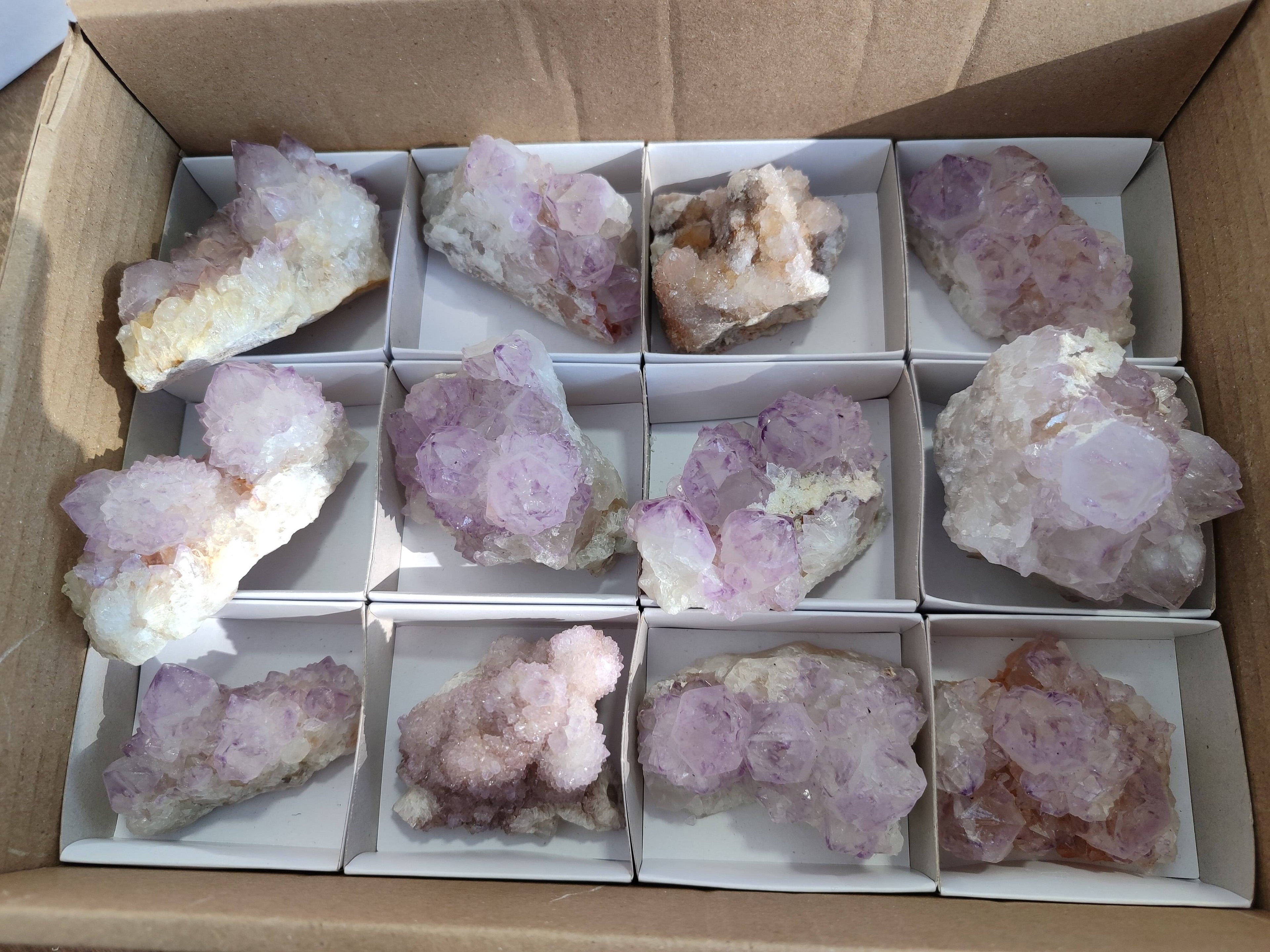 Natural Amethyst Spirit Quartz Clusters x 12 From Boekenhouthoek, South Africa - Toprock Gemstones and Minerals 