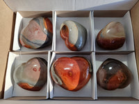 Polished Polychrome Jasper Hearts x 6 From NW Coast, Madagascar