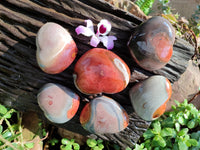 Polished Polychrome Jasper Hearts x 6 From NW Coast, Madagascar