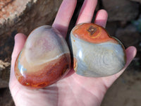 Polished Polychrome Jasper Hearts x 6 From NW Coast, Madagascar