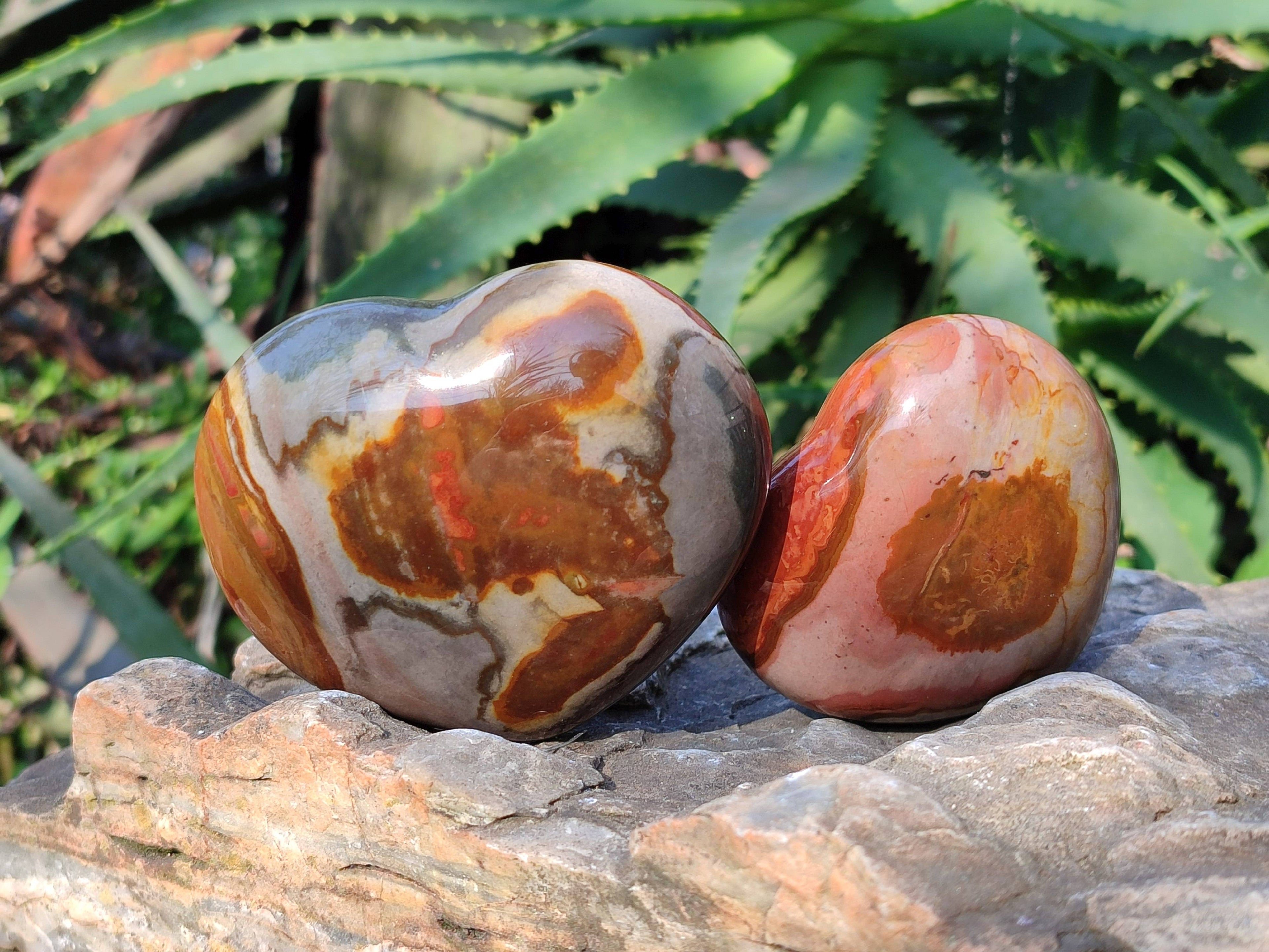 Polished Polychrome Jasper Hearts x 6 From NW Coast, Madagascar - Toprock Gemstones and Minerals 