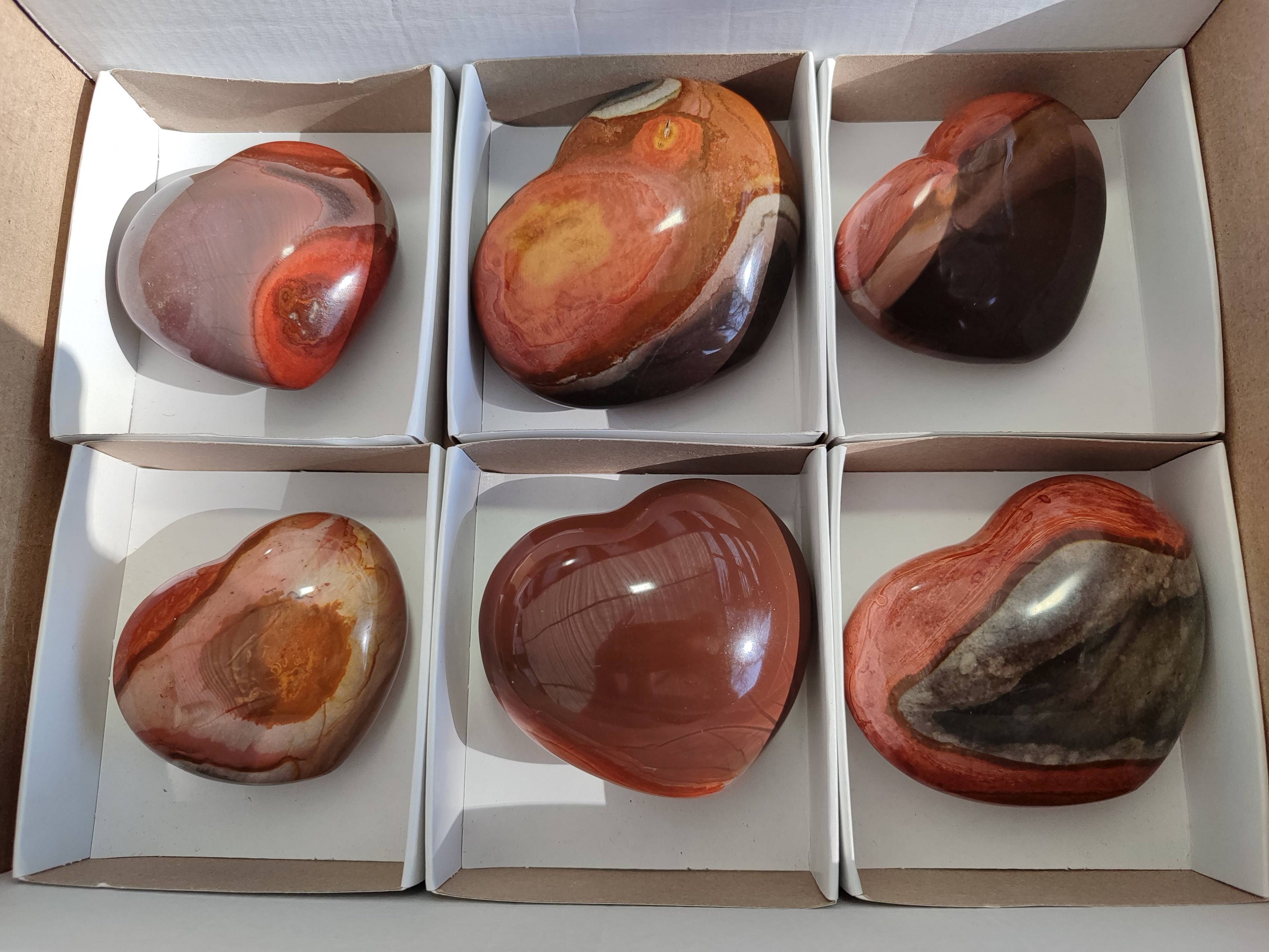 Polished Polychrome Jasper Hearts x 6 From NW Coast, Madagascar - Toprock Gemstones and Minerals 