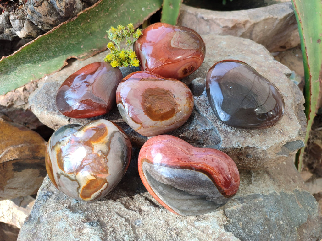Polished Polychrome Jasper Hearts x 6 From NW Coast, Madagascar - Toprock Gemstones and Minerals 