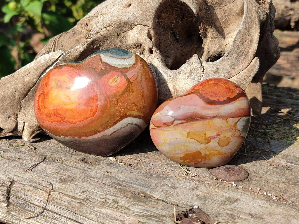 Polished Polychrome Jasper Hearts x 6 From NW Coast, Madagascar - Toprock Gemstones and Minerals 