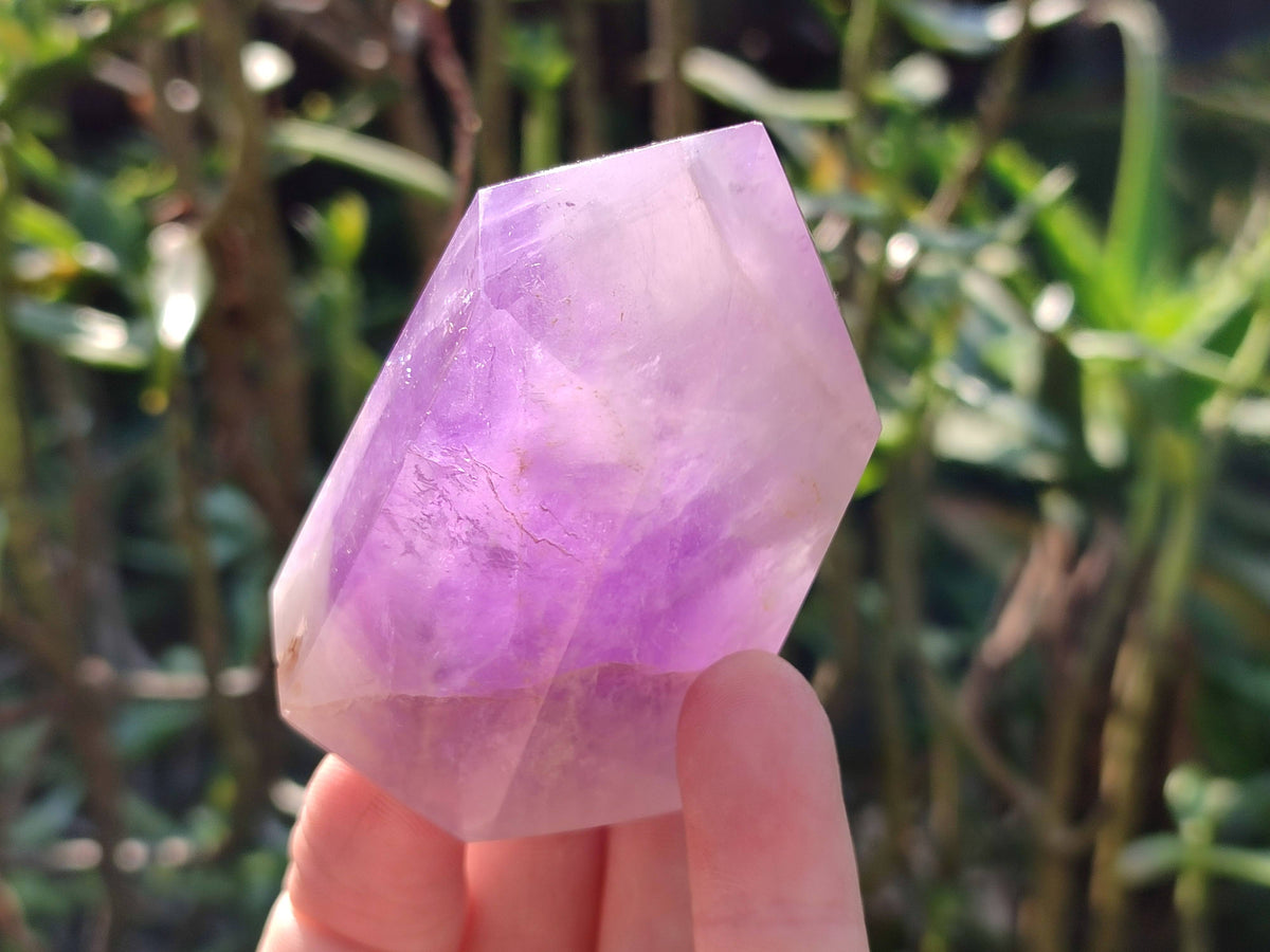 Polished Smokey Chevron Amethyst Points x 6 From Madagascar - Toprock Gemstones and Minerals 