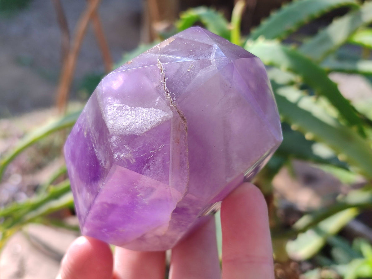 Polished Smokey Chevron Amethyst Points x 6 From Madagascar - Toprock Gemstones and Minerals 