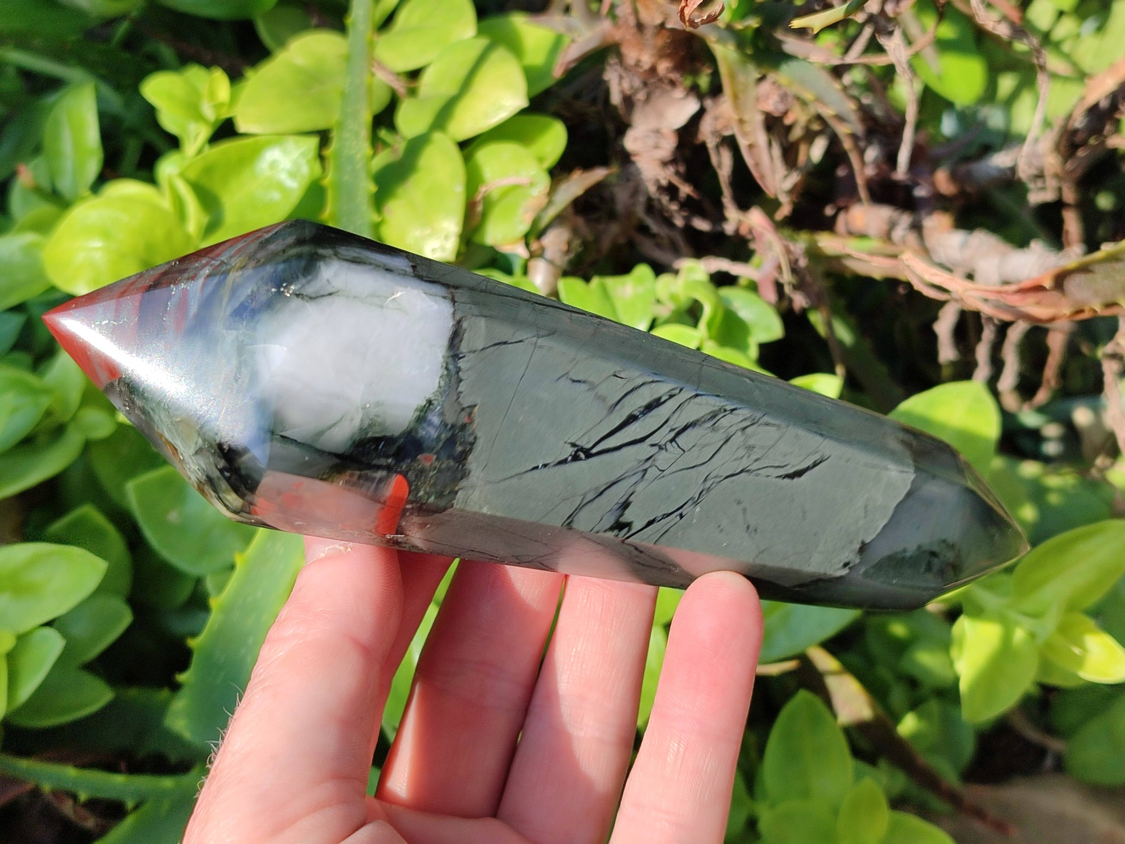 Polished Double Terminated Bloodstone Points x 3 From Swaziland - Toprock Gemstones and Minerals 