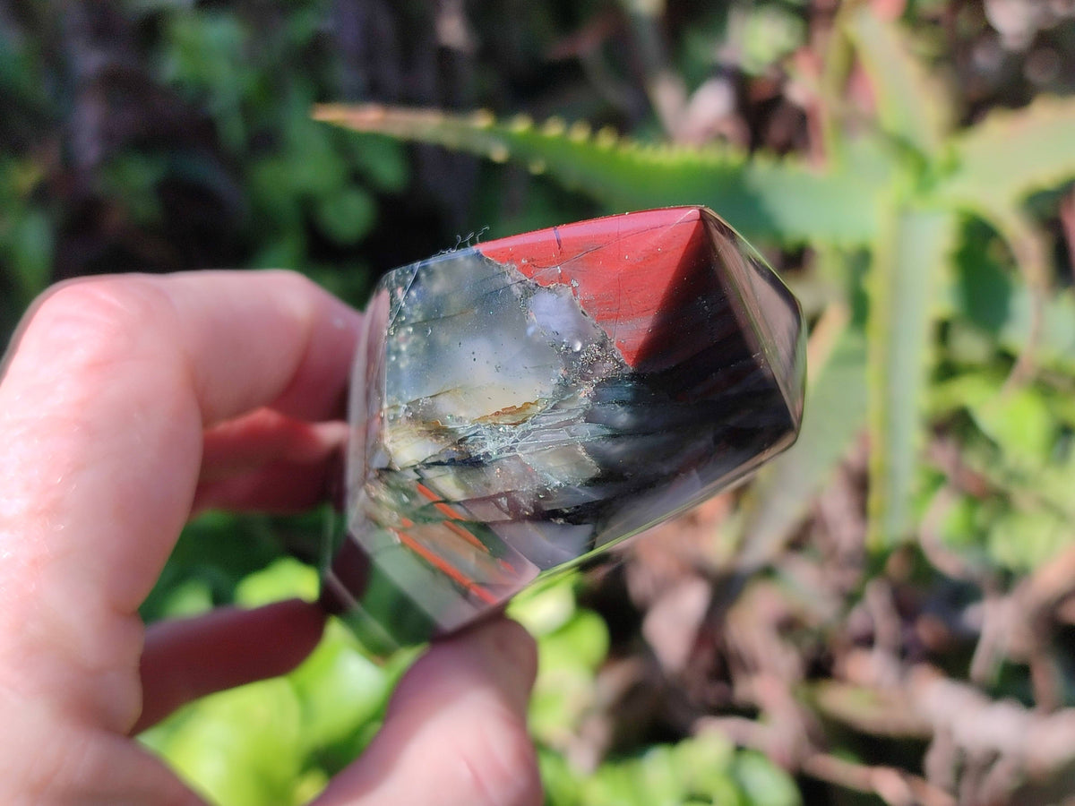 Polished Double Terminated Bloodstone Points x 3 From Swaziland - Toprock Gemstones and Minerals 