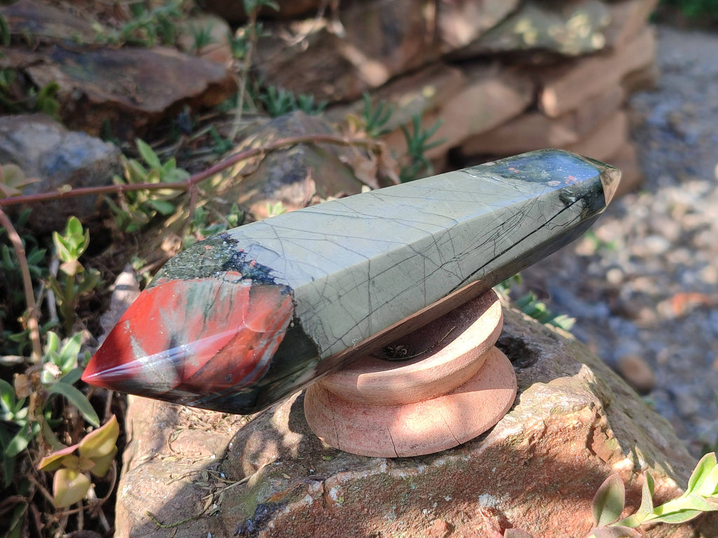 Polished Double Terminated Bloodstone Points x 3 From Swaziland - Toprock Gemstones and Minerals 