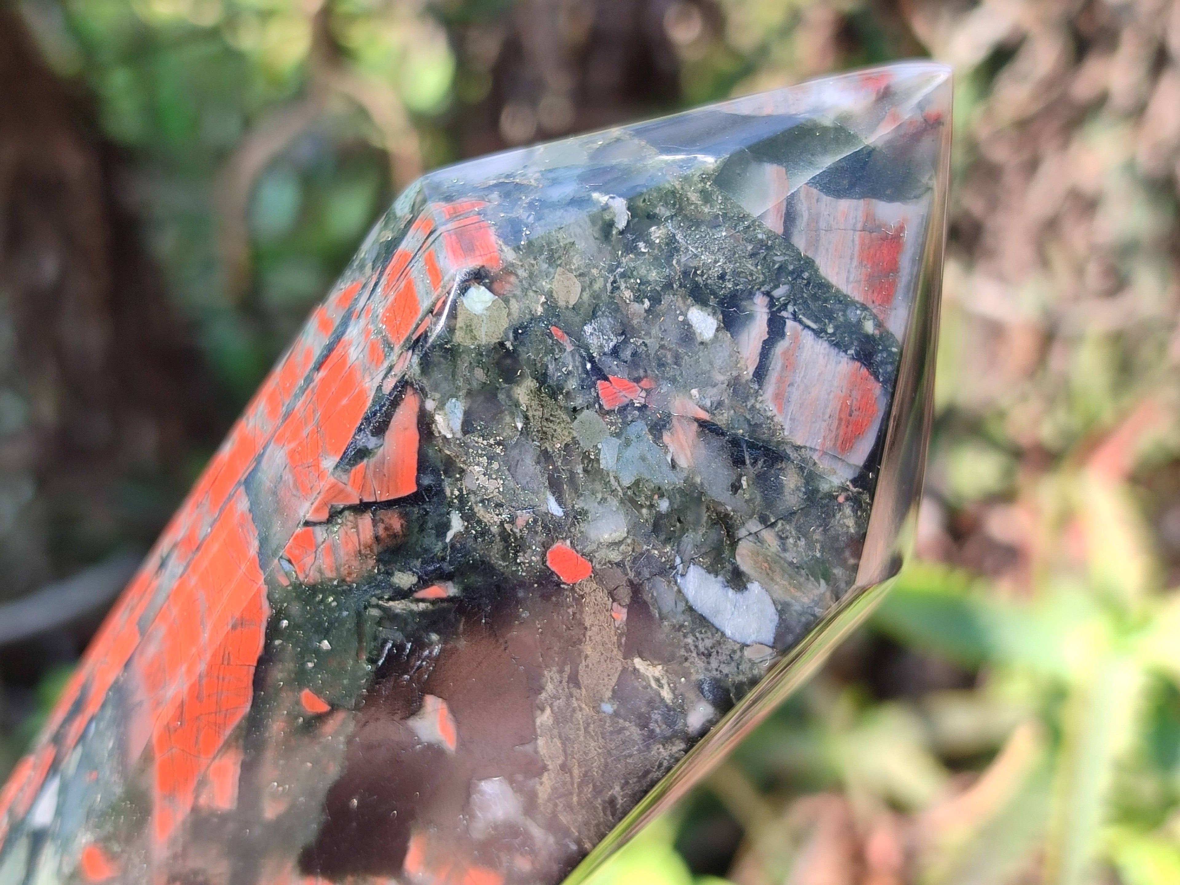 Polished Double Terminated Bloodstone Points x 3 From Swaziland - Toprock Gemstones and Minerals 