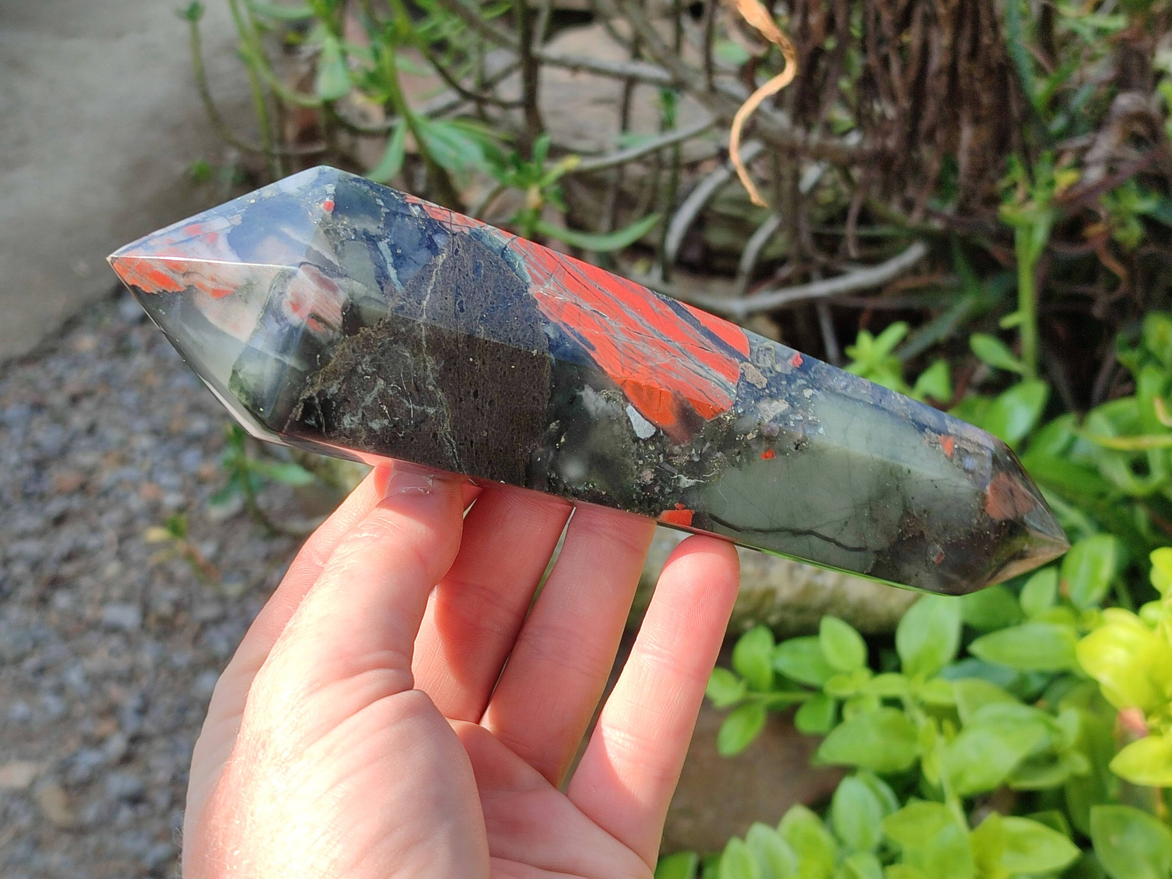 Polished Double Terminated Bloodstone Points x 3 From Swaziland - Toprock Gemstones and Minerals 