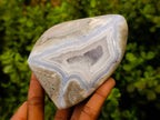 Polished Blue Lace Agate Standing Free Forms x 2 From Nsanje, Malawi - Toprock Gemstones and Minerals 