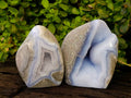 Polished Blue Lace Agate Standing Free Forms x 2 From Nsanje, Malawi - Toprock Gemstones and Minerals 