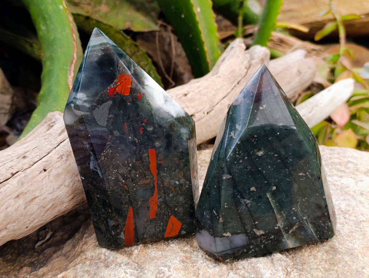 Polished Bloodstone Points x 3 From Swaziland - Toprock Gemstones and Minerals 
