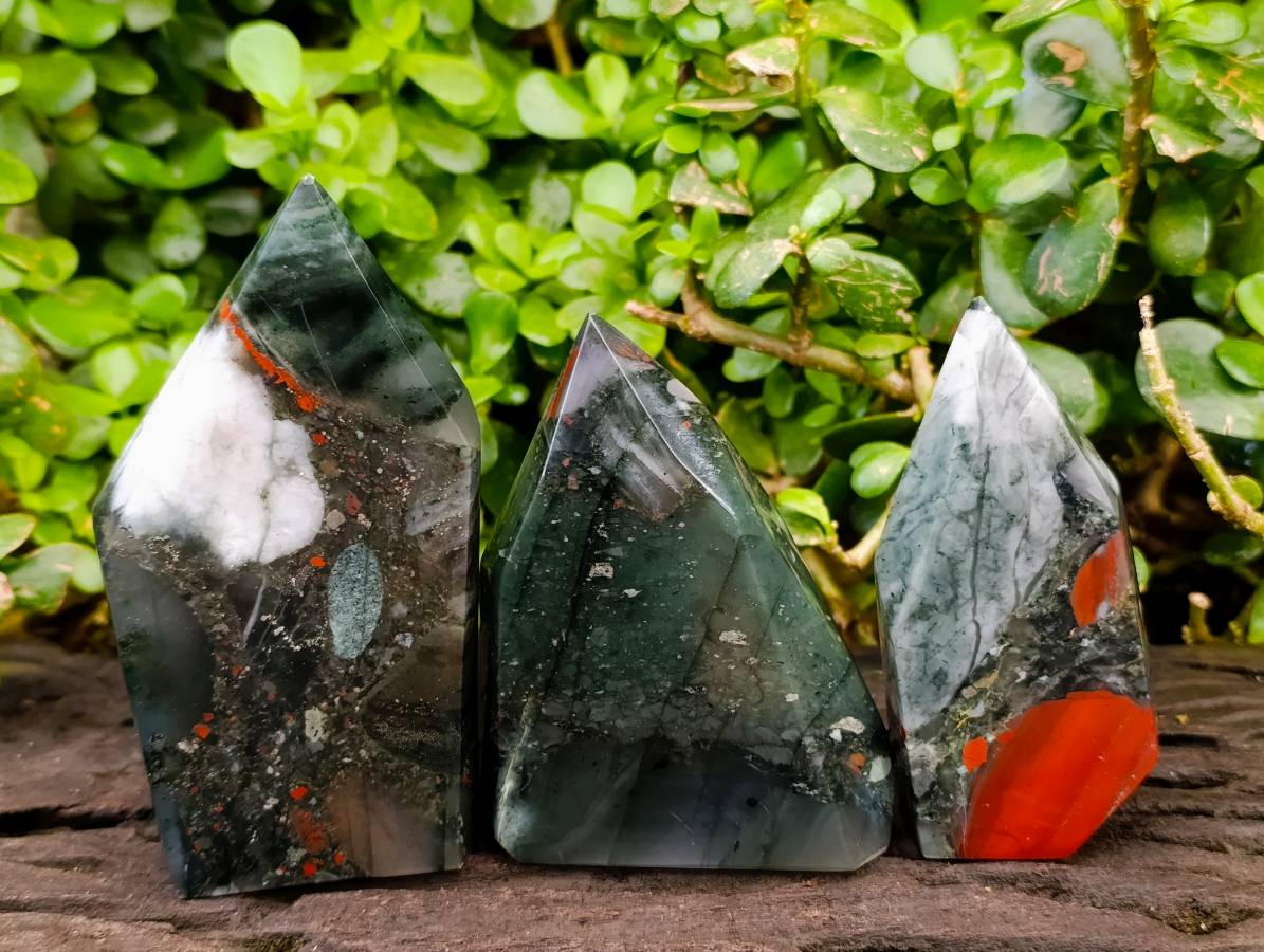 Polished Bloodstone Points x 3 From Swaziland - Toprock Gemstones and Minerals 