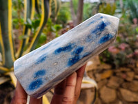 Polished Blue Spotted Spinel in Quartz Points x 3 From Madagascar