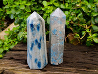 Polished Blue Spotted Spinel in Quartz Points x 3 From Madagascar