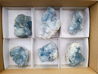 Natural Blue Celestite Crystal Specimens x 6 From Sakoany, Madagascar