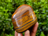 Polished Golden Tiger's Eye Free Forms x 3 From Prieska, South Africa