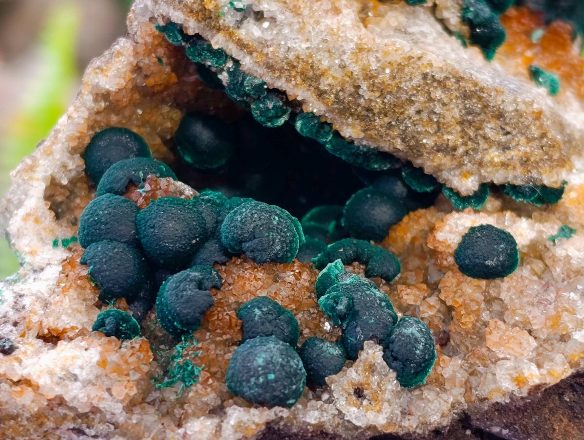 Natural Ball Malachite On Dolomite Matrix Specimens x 1 From Kambove, Congo - Toprock Gemstones and Minerals 