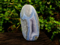 Polished Blue Lace Agate Standing Free Form and Free Form x 2 From Nsanje, Malawi