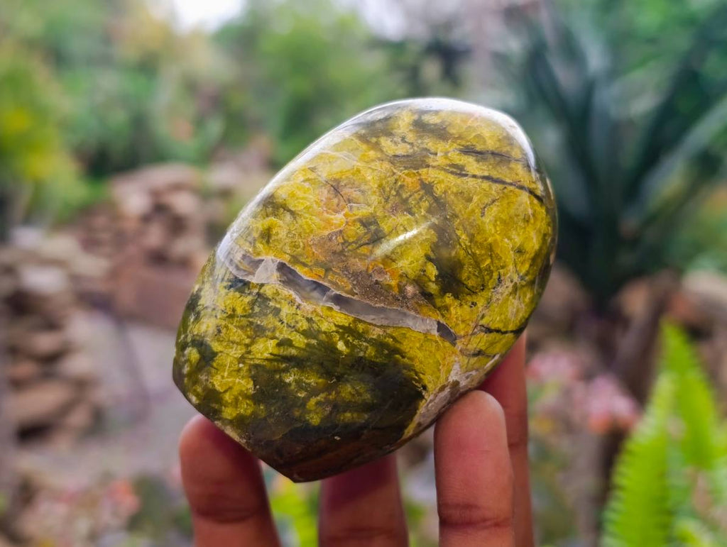 Polished Green Opal Standing Free Forms x 6 From Antsirabe, Madagascar - Toprock Gemstones and Minerals 